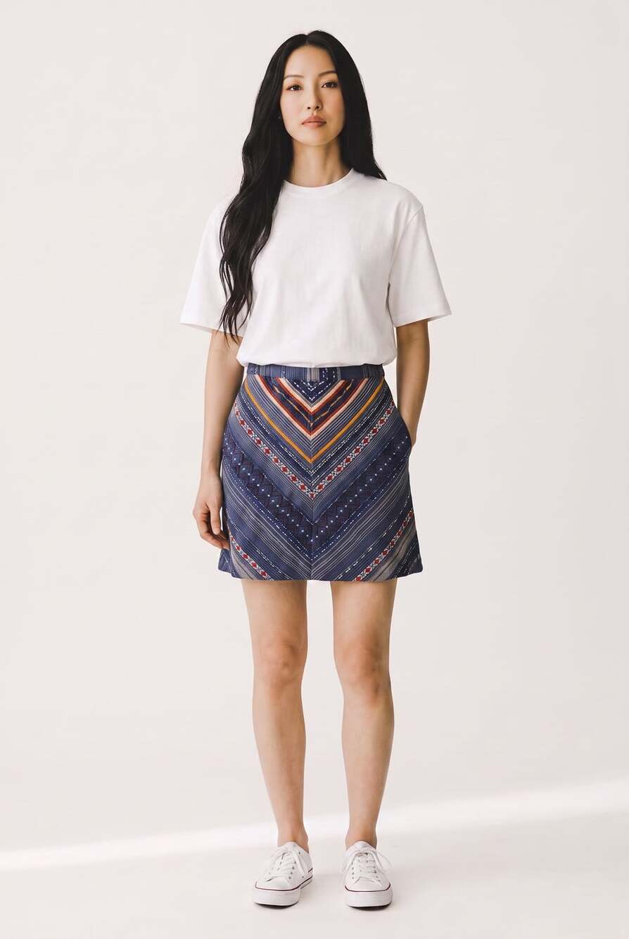 Maeve by Anthropologie Embroidered Denim Mini Skirt Sz4